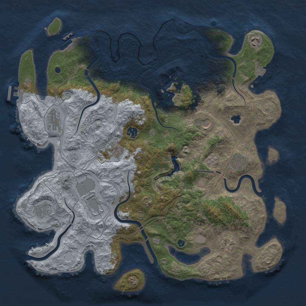Rust Map: Procedural Map, Size: 4300, Seed: 81664374, 16 Monuments