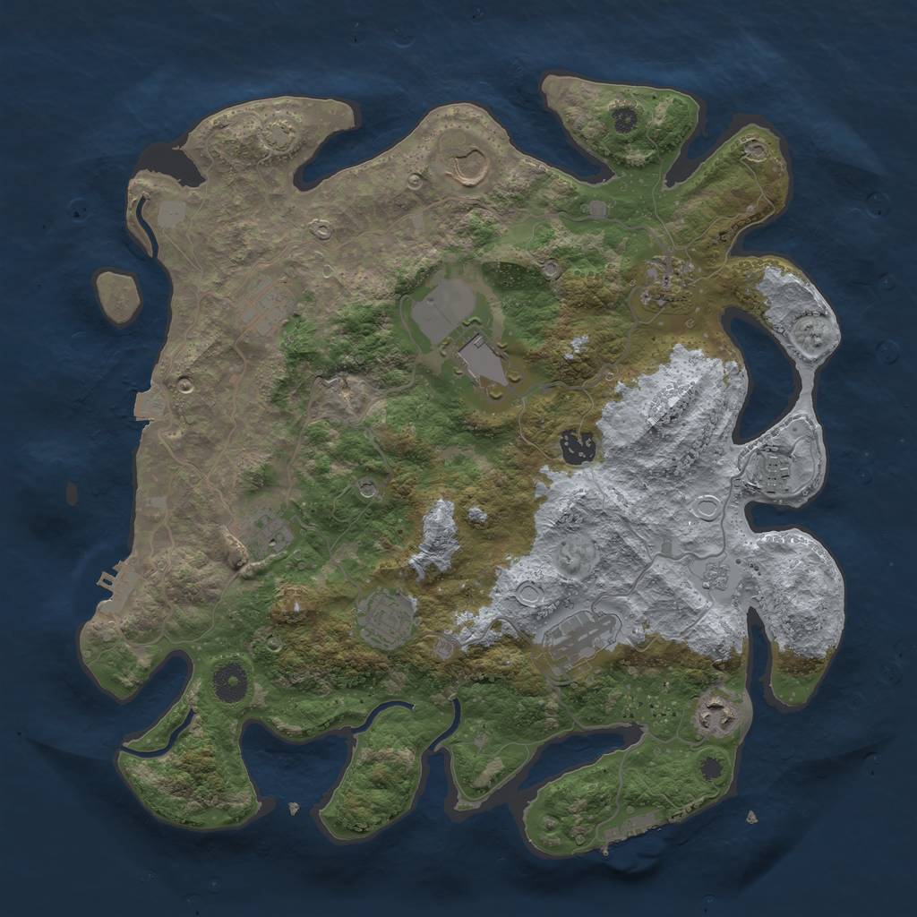 Rust Map: Procedural Map, Size: 3750, Seed: 674927, 18 Monuments