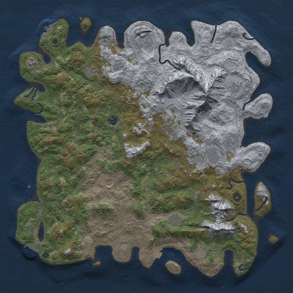 Rust Map: Procedural Map, Size: 5000, Seed: 1051269569, 19 Monuments