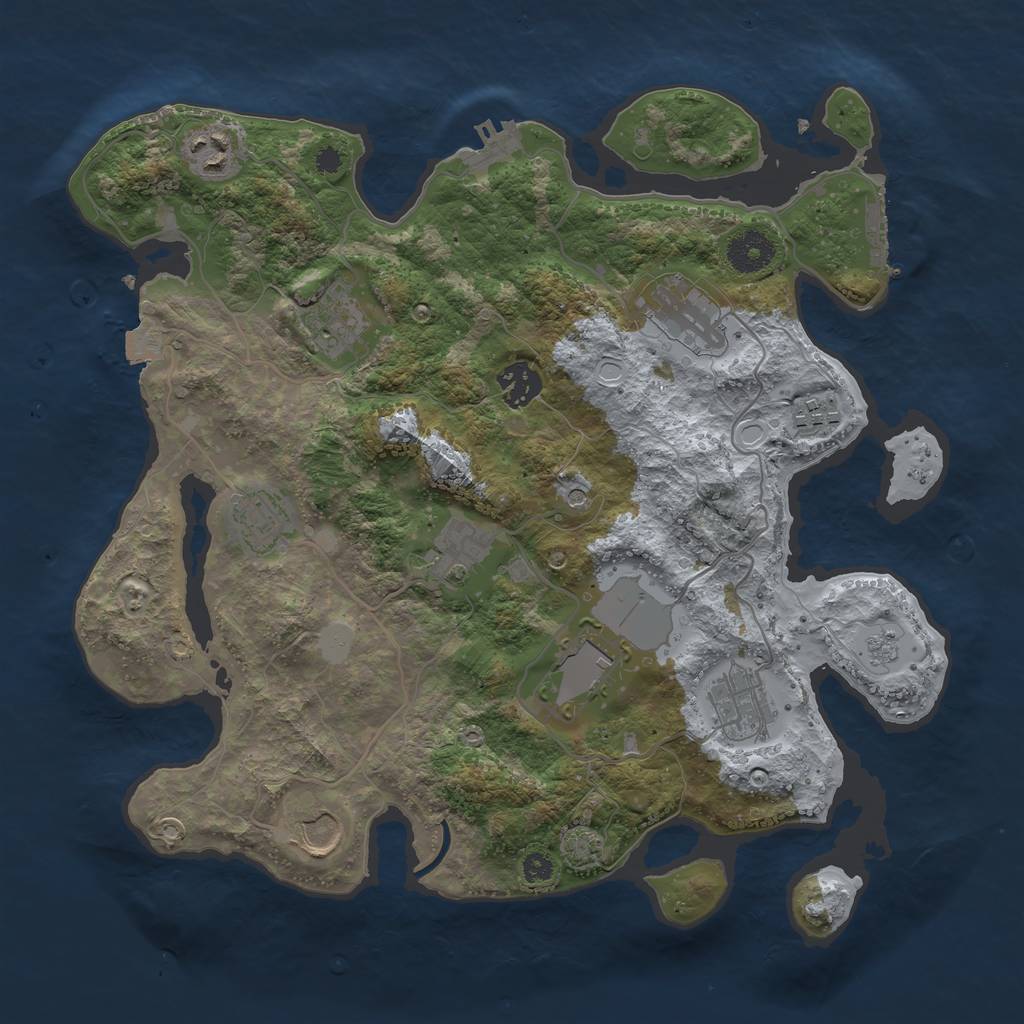 Rust Map: Procedural Map, Size: 3500, Seed: 1520075437, 18 Monuments