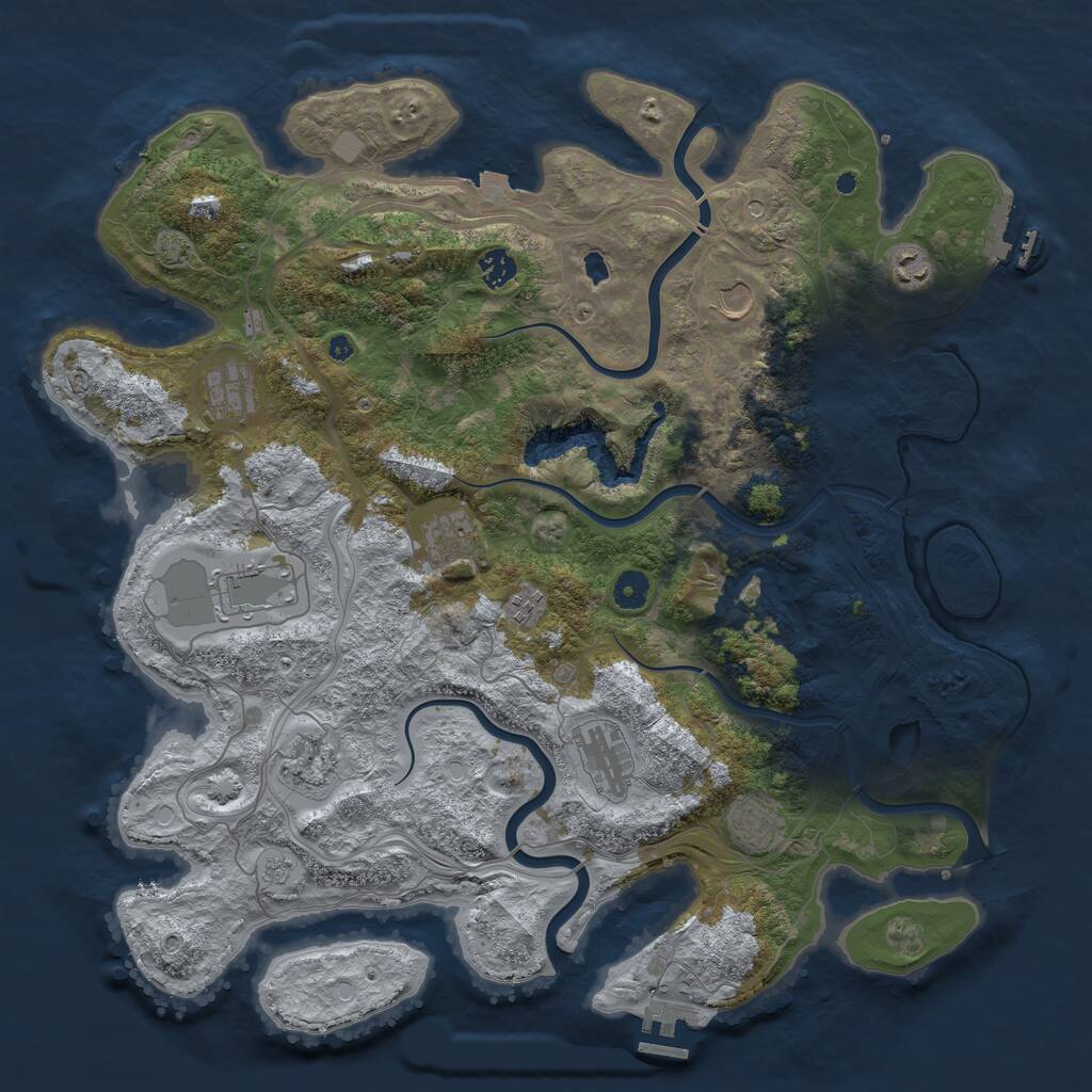 Rust Map: Procedural Map, Size: 4400, Seed: 45185445, 16 Monuments