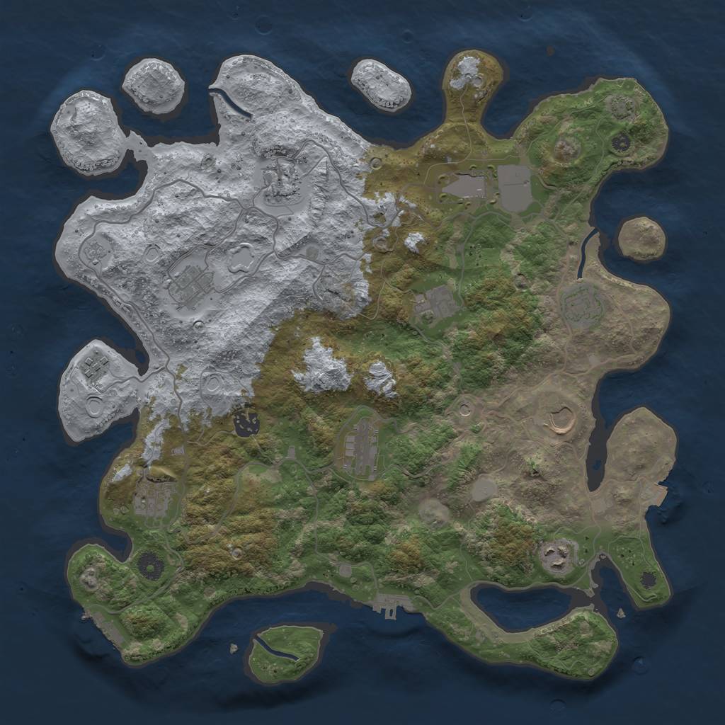 Rust Map: Procedural Map, Size: 4000, Seed: 7974323, 19 Monuments