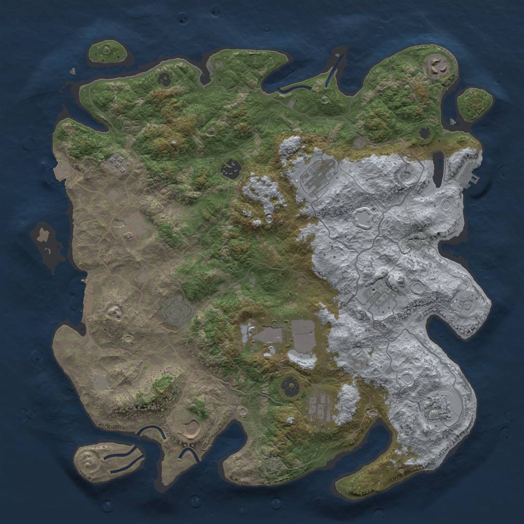 Rust Map: Procedural Map, Size: 4100, Seed: 92458575, 19 Monuments