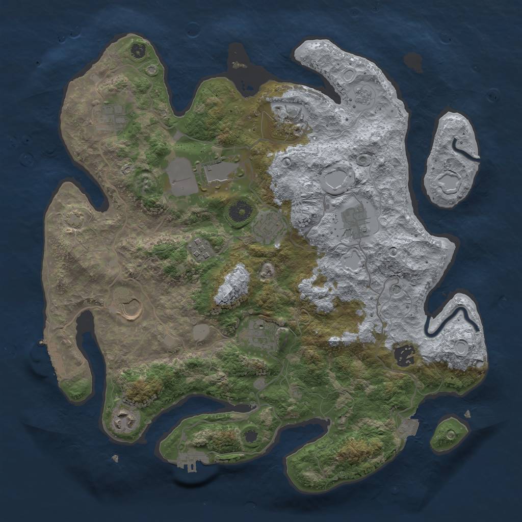 Rust Map: Procedural Map, Size: 3600, Seed: 20211, 18 Monuments