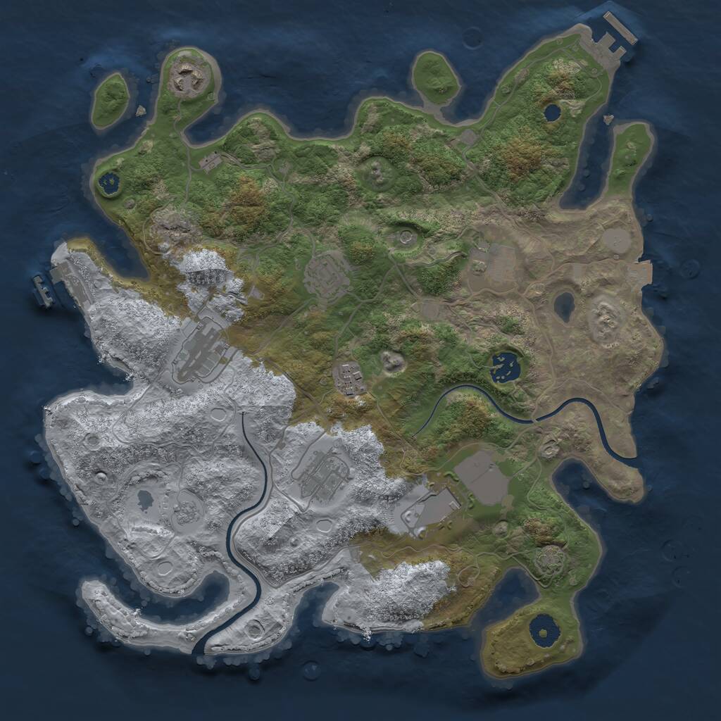 Rust Map: Procedural Map, Size: 3500, Seed: 1171086246, 14 Monuments