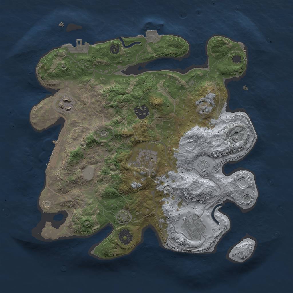 Rust Map: Procedural Map, Size: 3000, Seed: 1097676608, 12 Monuments