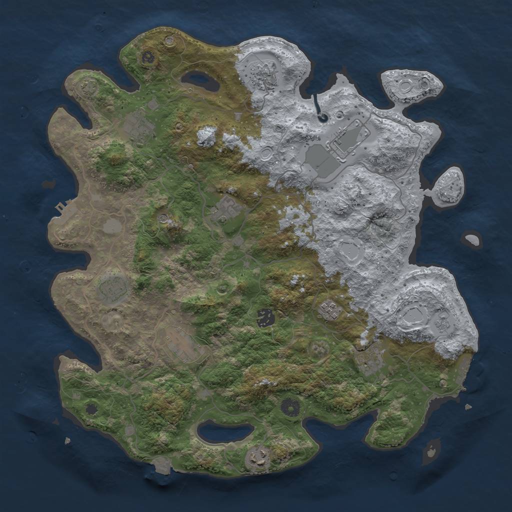 Rust Map: Procedural Map, Size: 4000, Seed: 1968774651, 18 Monuments