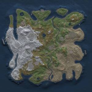 Thumbnail Rust Map: Procedural Map, Size: 3500, Seed: 1921976028, 14 Monuments