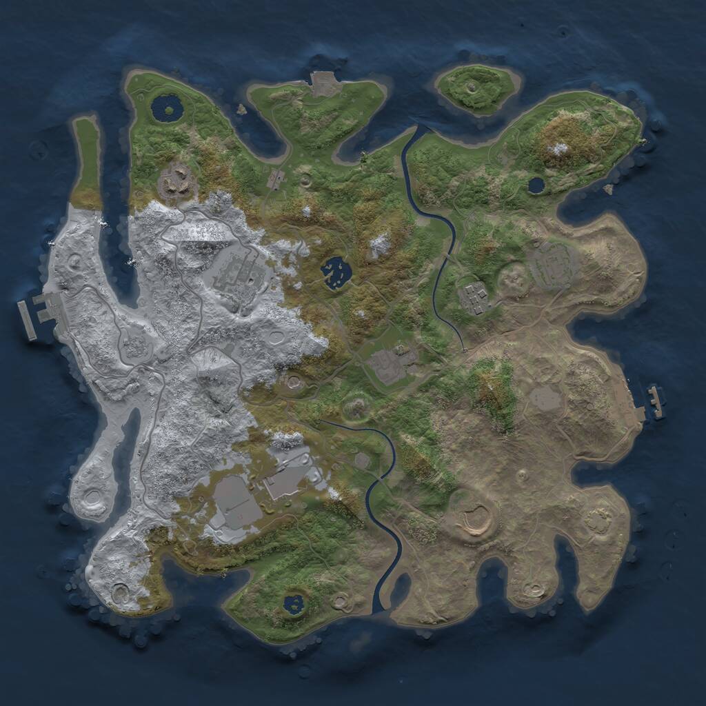 Rust Map: Procedural Map, Size: 3500, Seed: 1921976028, 14 Monuments