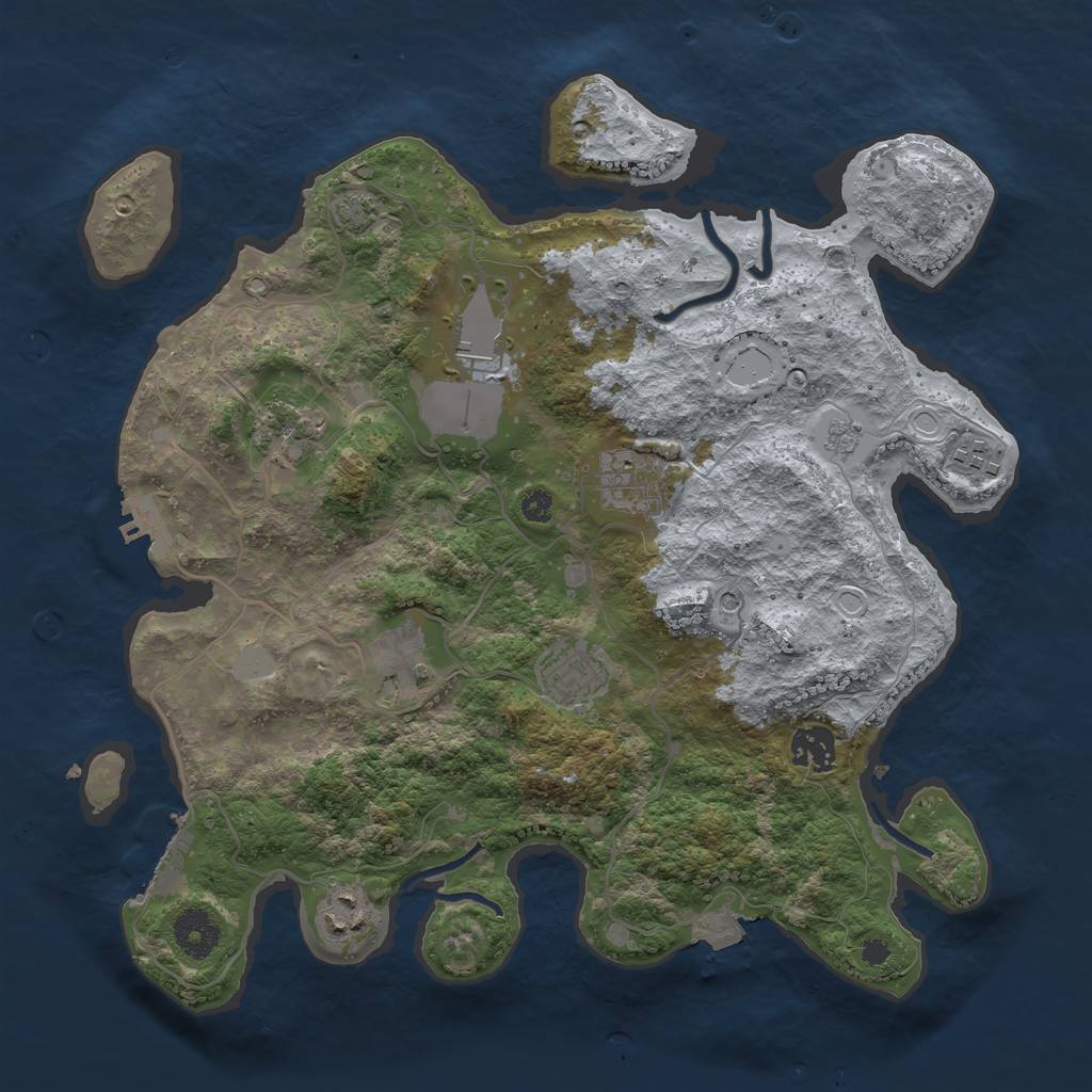 Rust Map: Procedural Map, Size: 3500, Seed: 1205859990, 16 Monuments