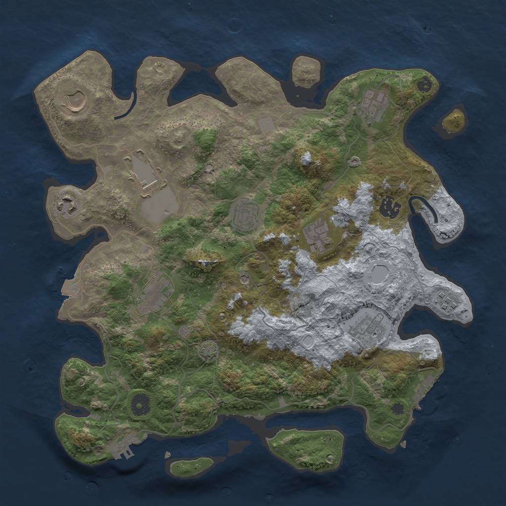Rust Map: Procedural Map, Size: 3600, Seed: 1592234, 17 Monuments