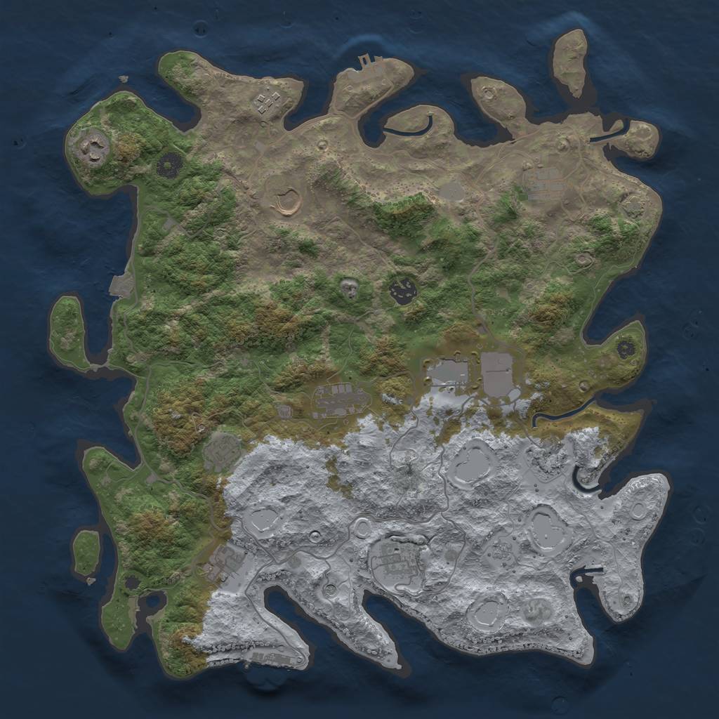 Rust Map: Procedural Map, Size: 4100, Seed: 59074699, 19 Monuments