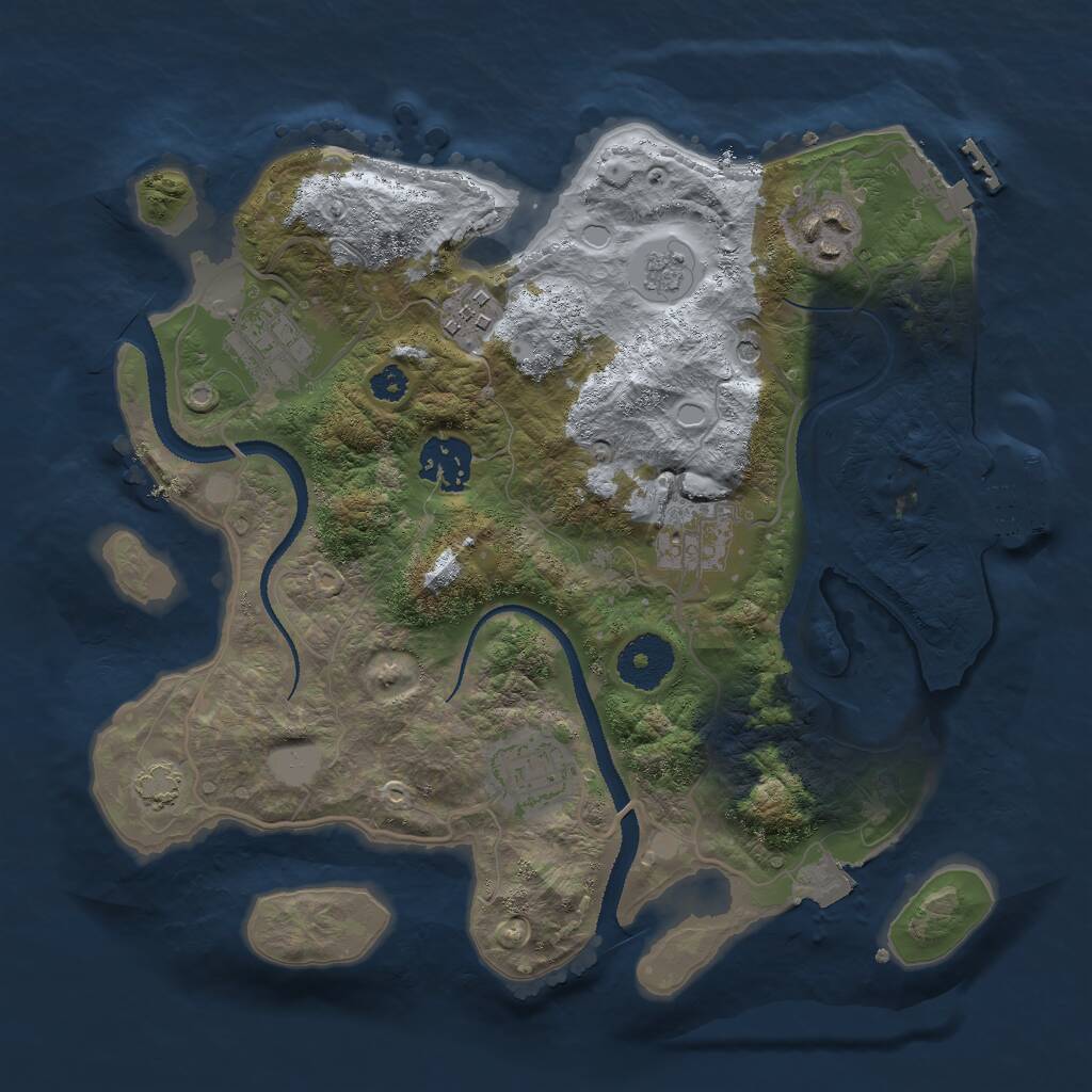 Rust Map: Procedural Map, Size: 3000, Seed: 977935417, 12 Monuments