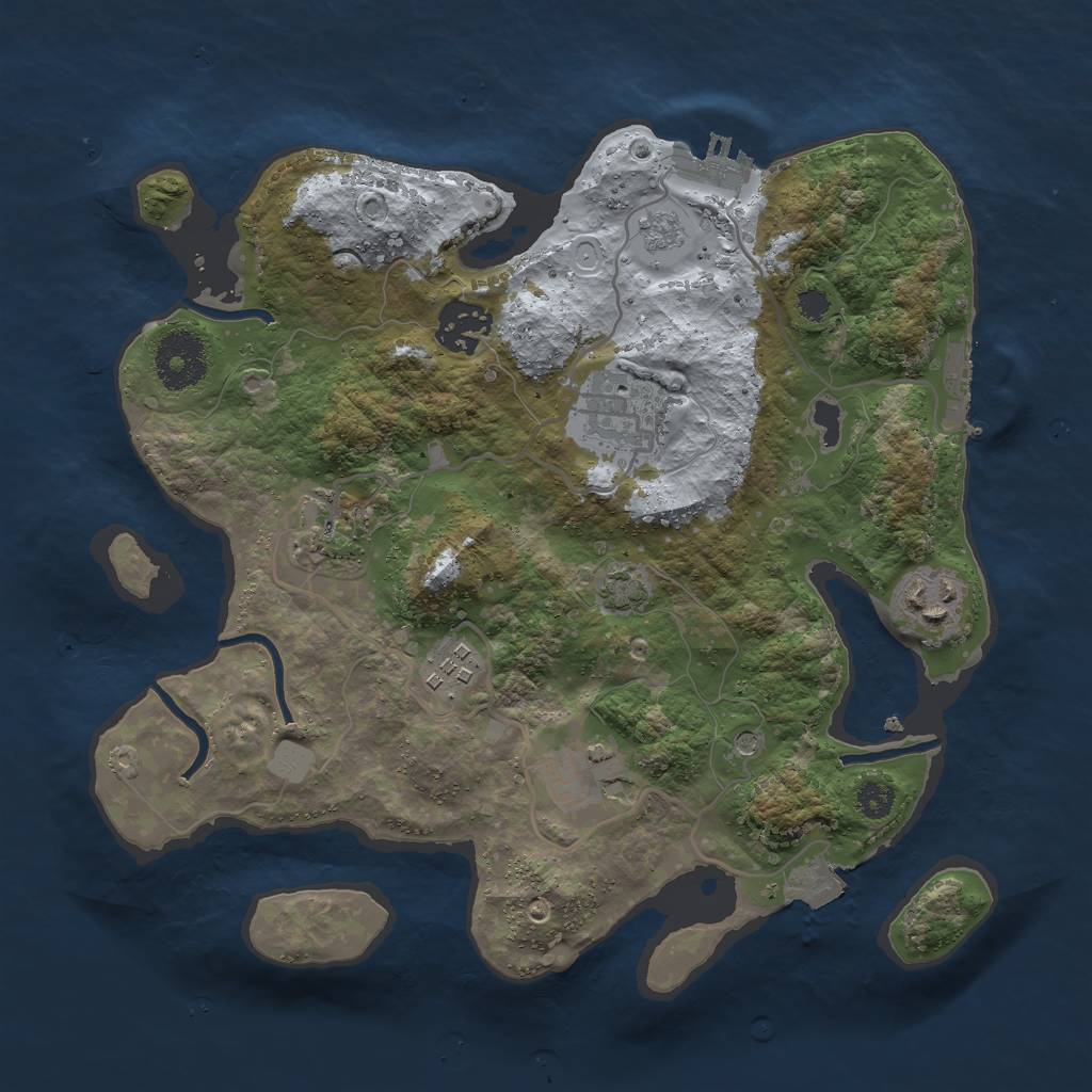 Rust Map: Procedural Map, Size: 3000, Seed: 977935417, 14 Monuments