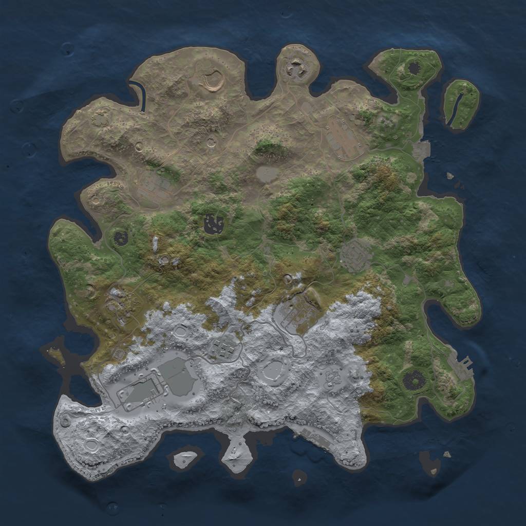 Rust Map: Procedural Map, Size: 3700, Seed: 286869052, 18 Monuments