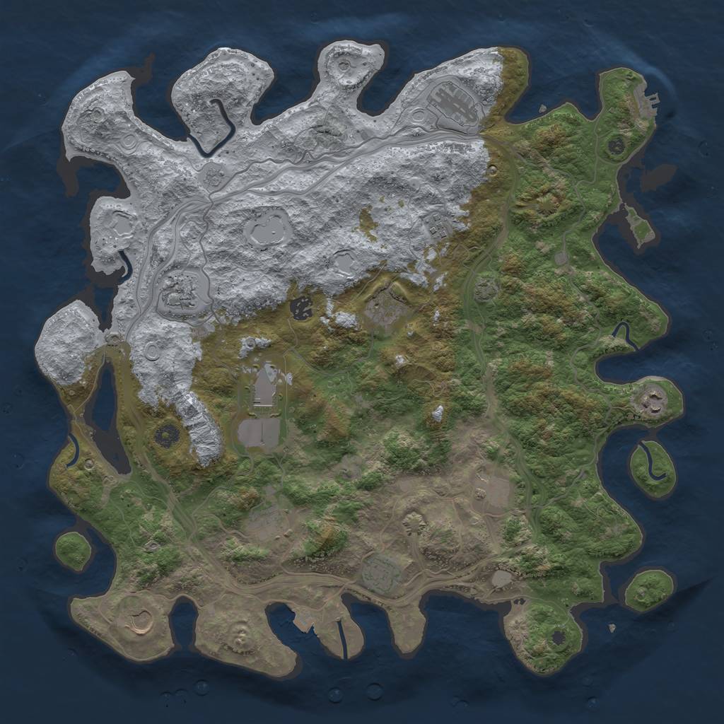 Rust Map: Procedural Map, Size: 4500, Seed: 1405174422, 18 Monuments