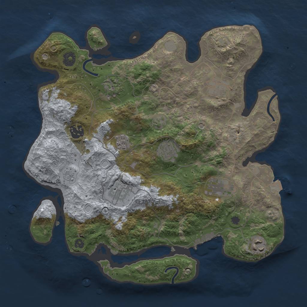 Rust Map: Procedural Map, Size: 3250, Seed: 151163664, 15 Monuments