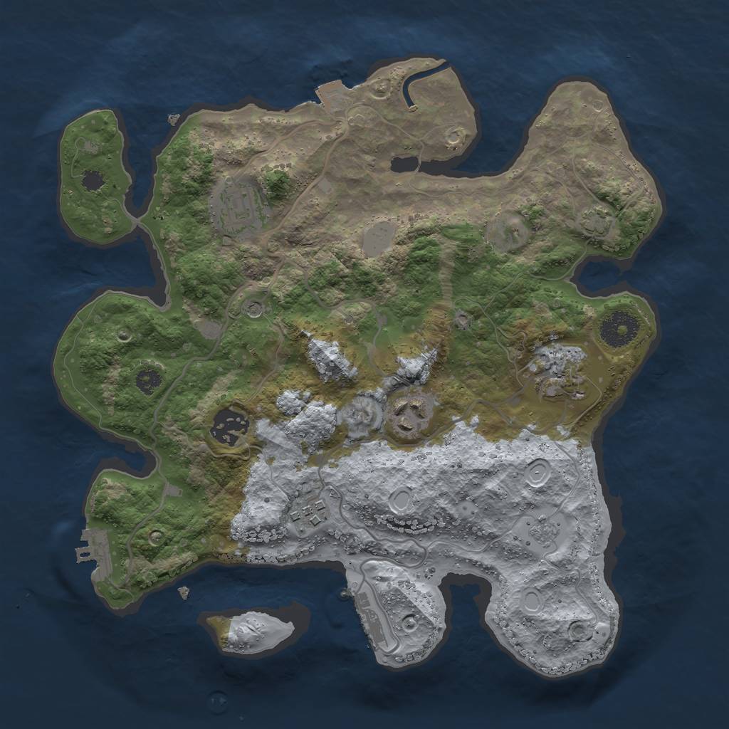 Rust Map: Procedural Map, Size: 3000, Seed: 20165, 13 Monuments