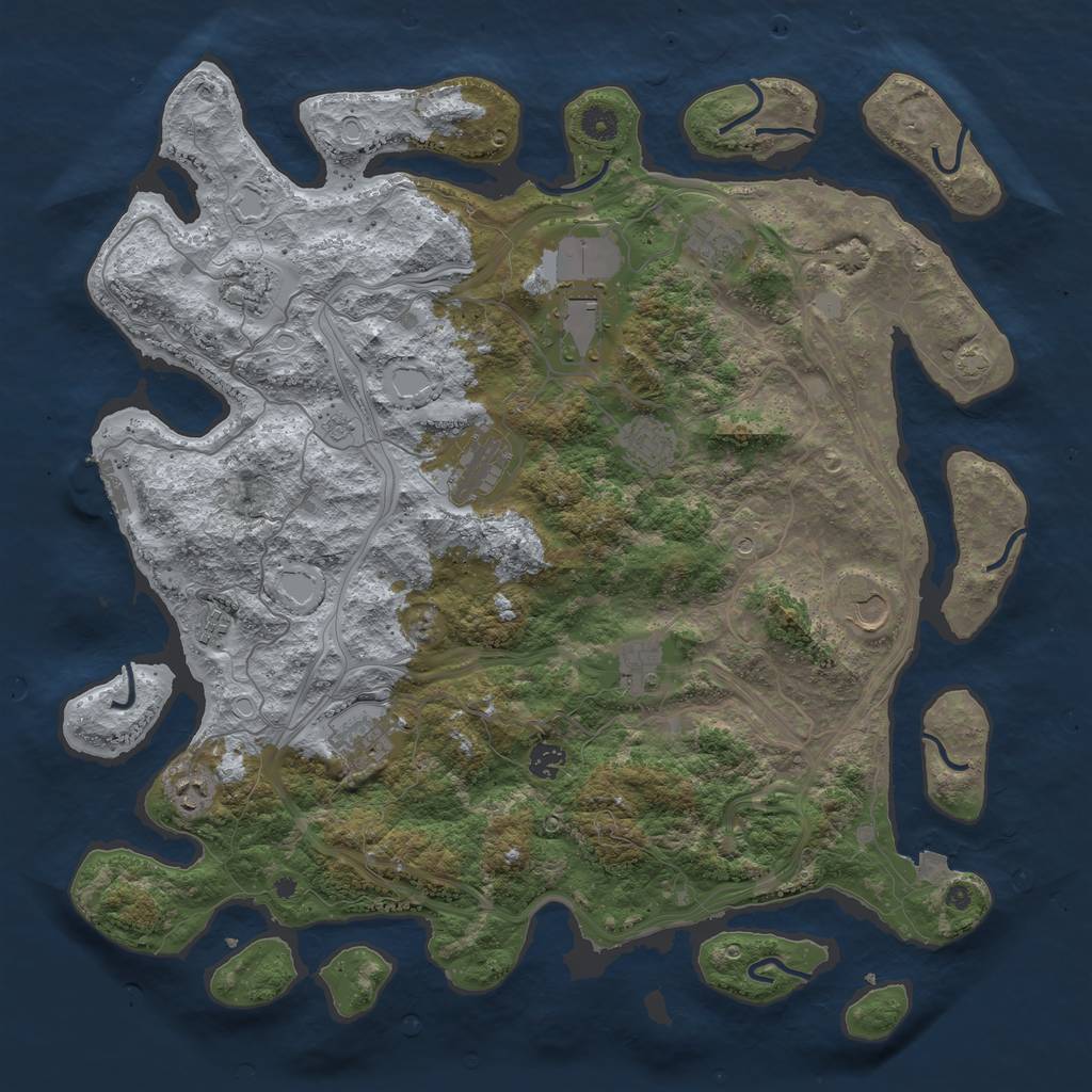 Rust Map: Procedural Map, Size: 4499, Seed: 198352935, 18 Monuments