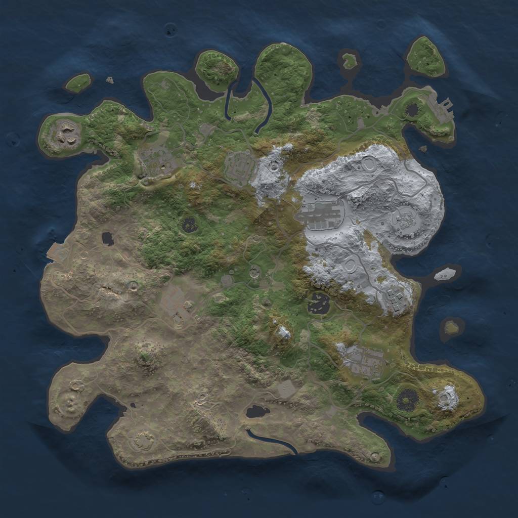 Rust Map: Procedural Map, Size: 3450, Seed: 41604732, 15 Monuments