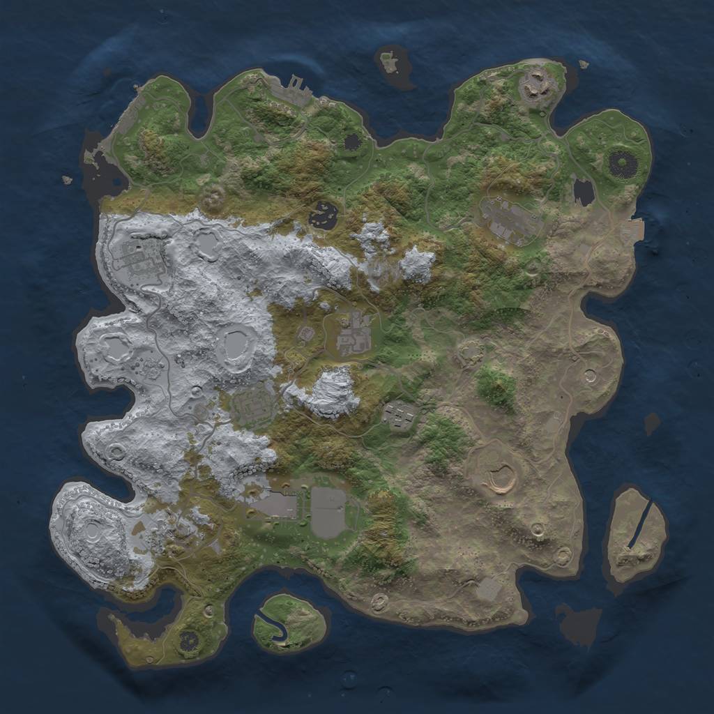 Rust Map: Procedural Map, Size: 3700, Seed: 36928523, 18 Monuments