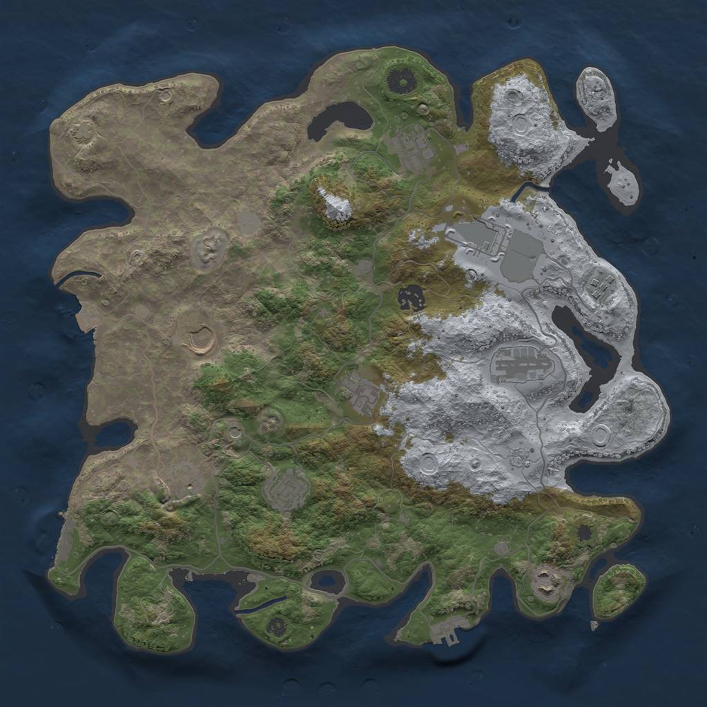 Rust Map: Procedural Map, Size: 3800, Seed: 83385949, 18 Monuments