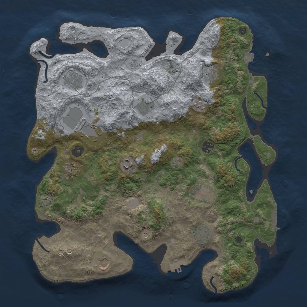 Rust Map: Procedural Map, Size: 3950, Seed: 86267864, 19 Monuments