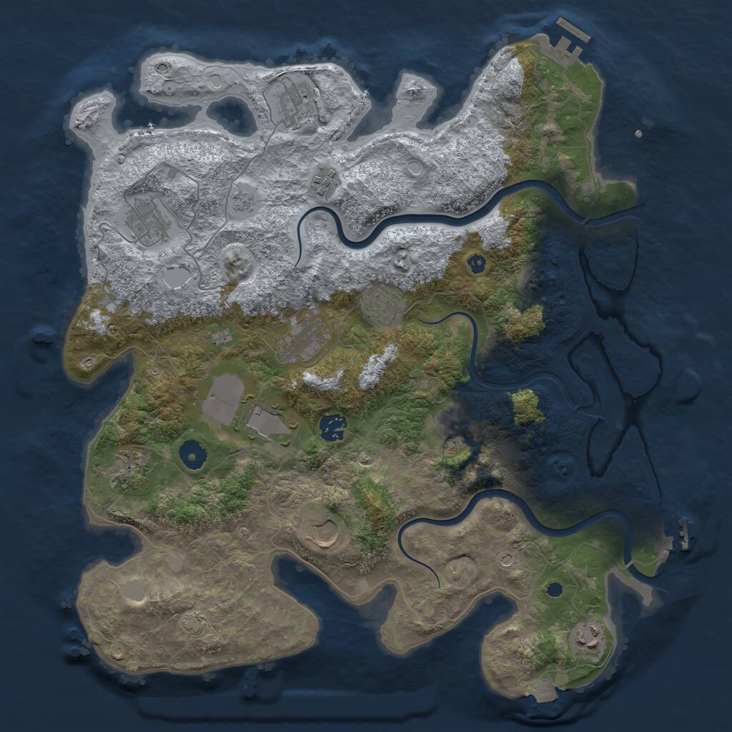 Rust Map: Procedural Map, Size: 3950, Seed: 86267864, 17 Monuments