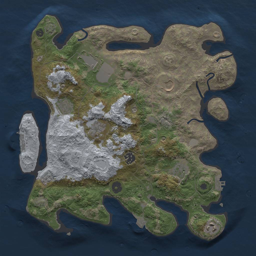 Rust Map: Procedural Map, Size: 3500, Seed: 852285523, 16 Monuments