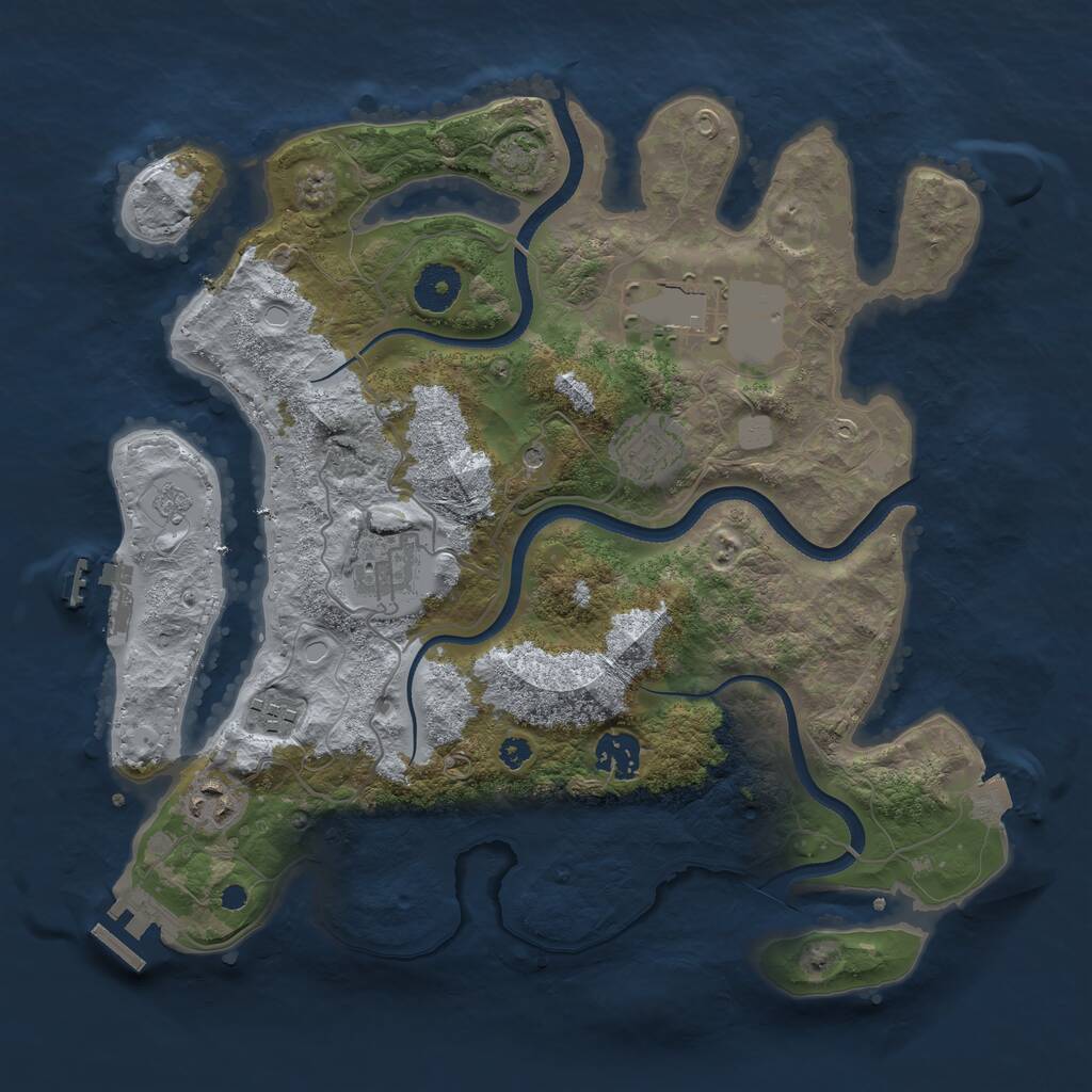 Rust Map: Procedural Map, Size: 3500, Seed: 410753037, 12 Monuments