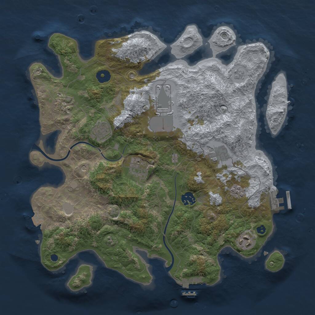Rust Map: Procedural Map, Size: 3500, Seed: 1982502507, 14 Monuments