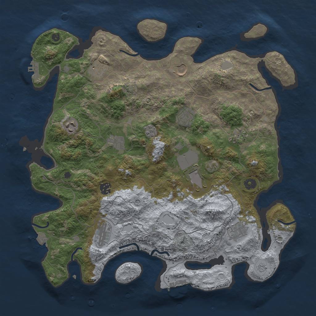 Rust Map: Procedural Map, Size: 4000, Seed: 2041981809, 19 Monuments