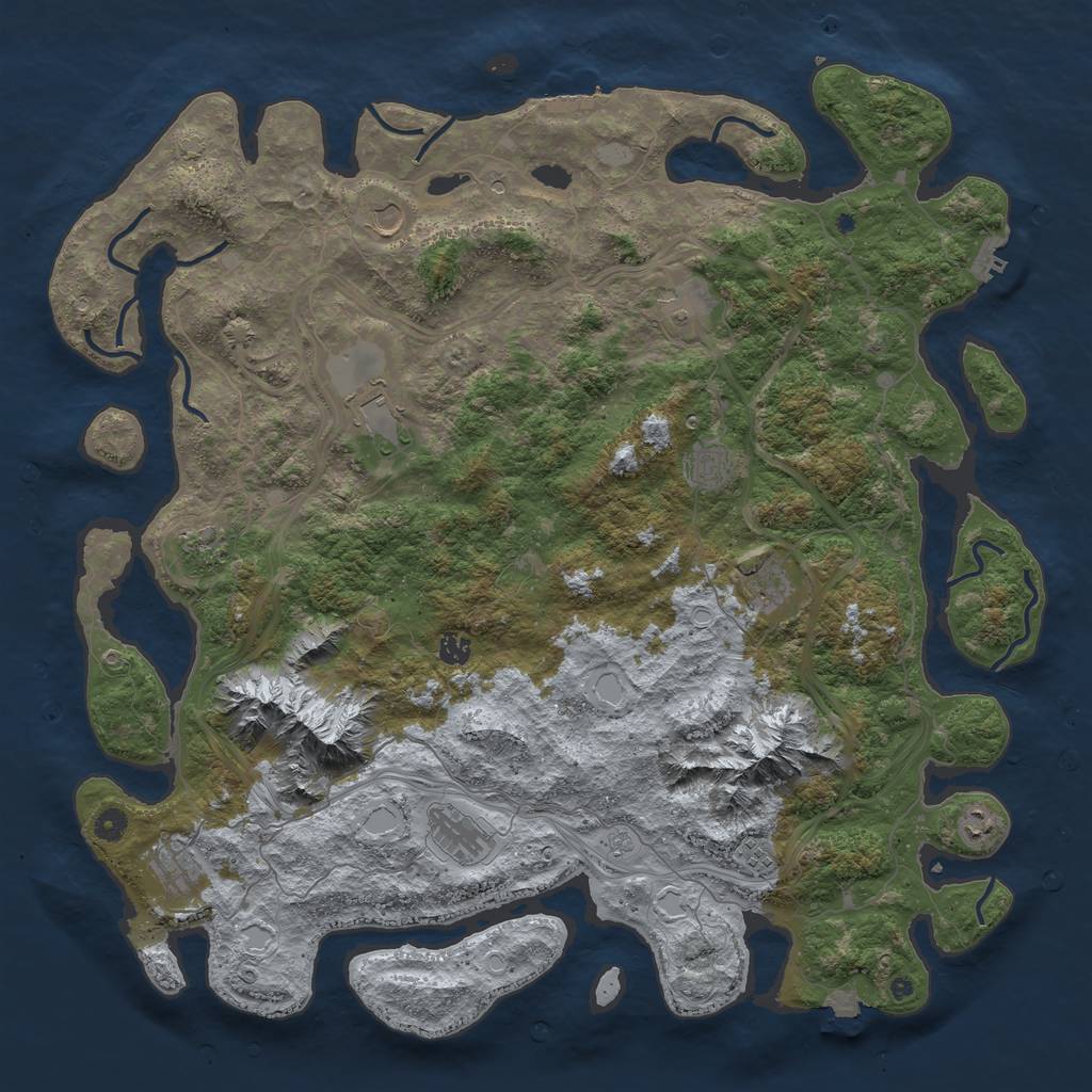 Rust Map: Procedural Map, Size: 5000, Seed: 30841992, 19 Monuments