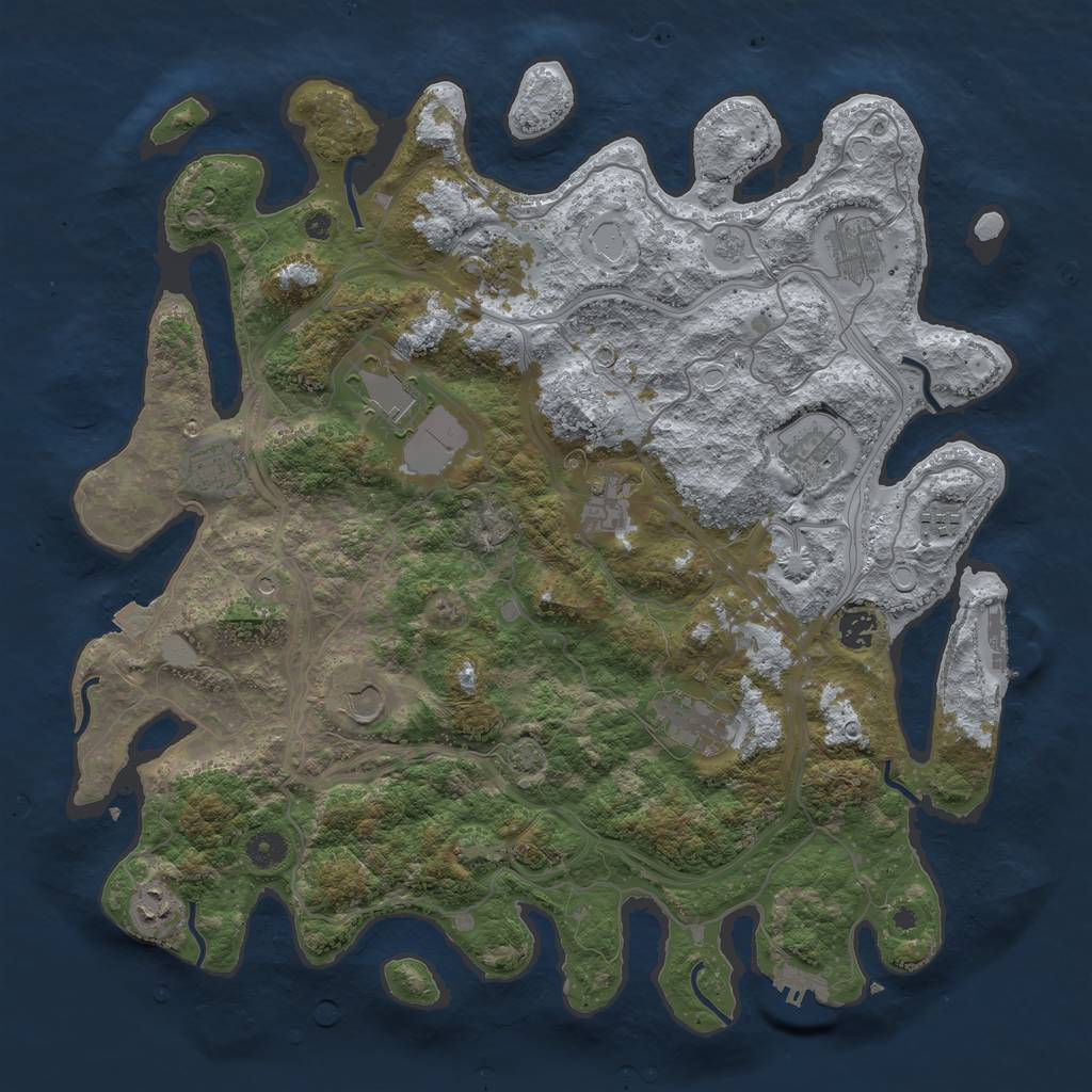Rust Map: Procedural Map, Size: 4250, Seed: 608908, 19 Monuments