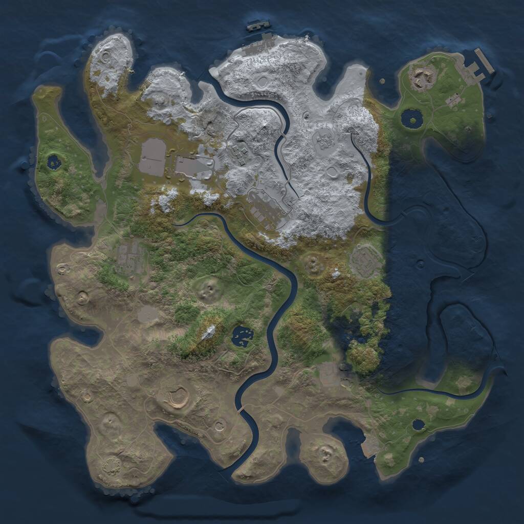 Rust Map: Procedural Map, Size: 3696, Seed: 736567483, 15 Monuments