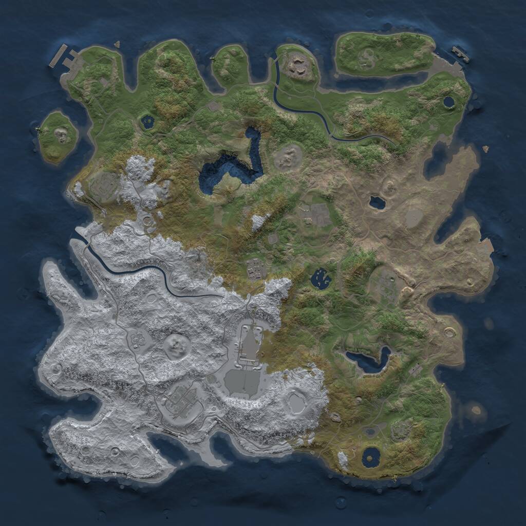 Rust Map: Procedural Map, Size: 4000, Seed: 17163131, 14 Monuments