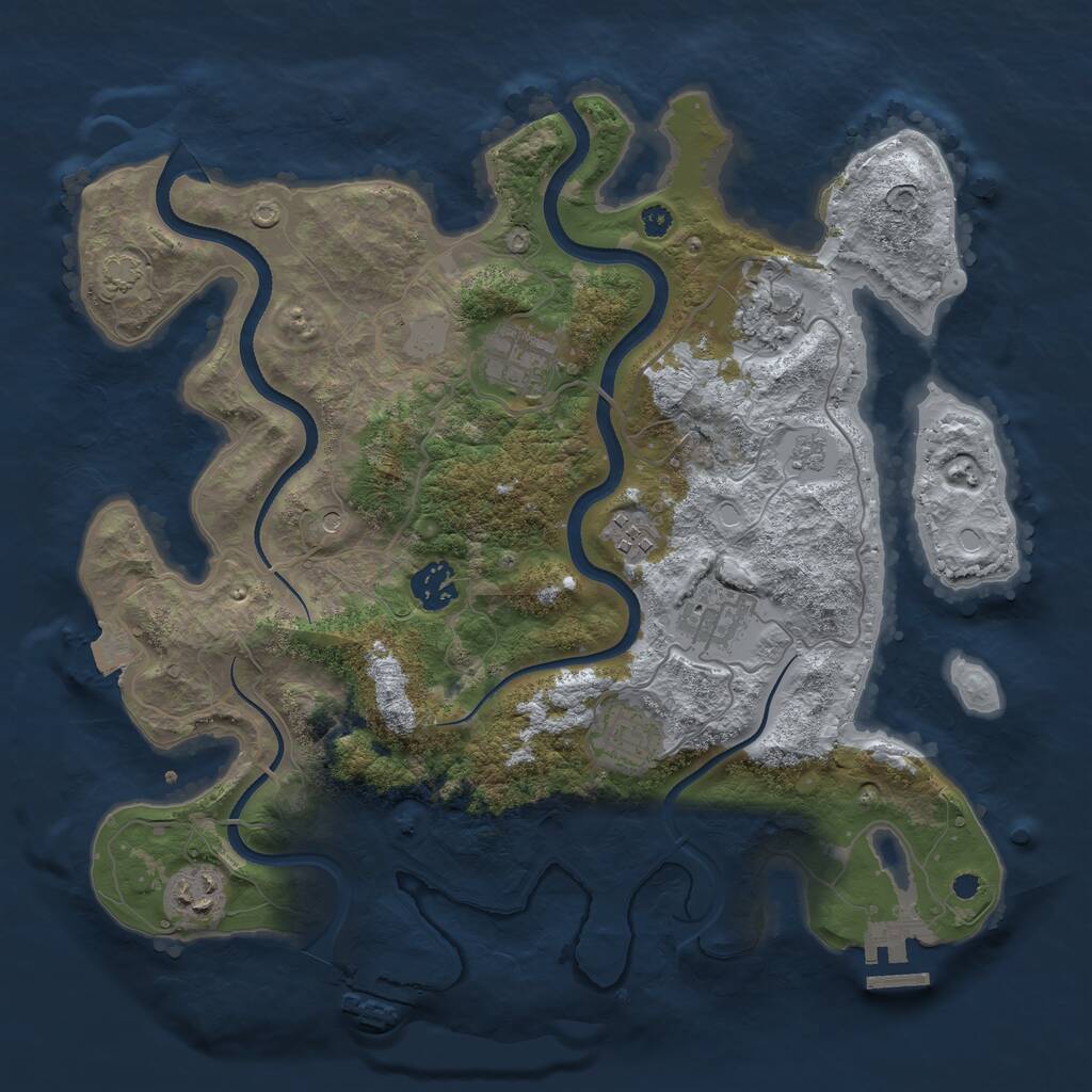 Rust Map: Procedural Map, Size: 3500, Seed: 59647, 13 Monuments
