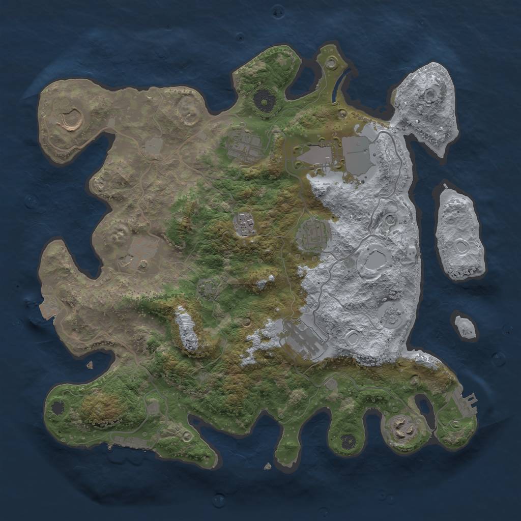 Rust Map: Procedural Map, Size: 3500, Seed: 59647, 16 Monuments