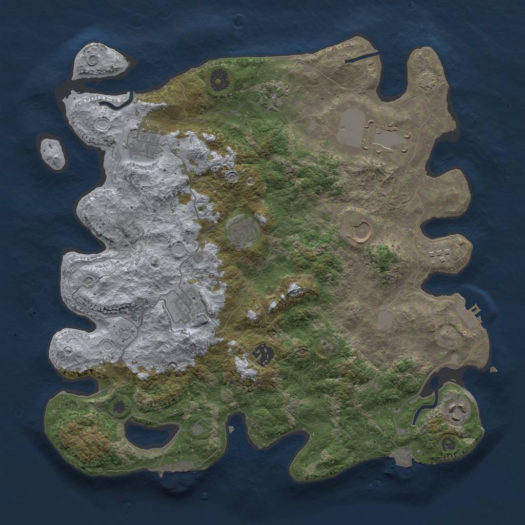 Rust Map: Procedural Map, Size: 3750, Seed: 322970948, 17 Monuments