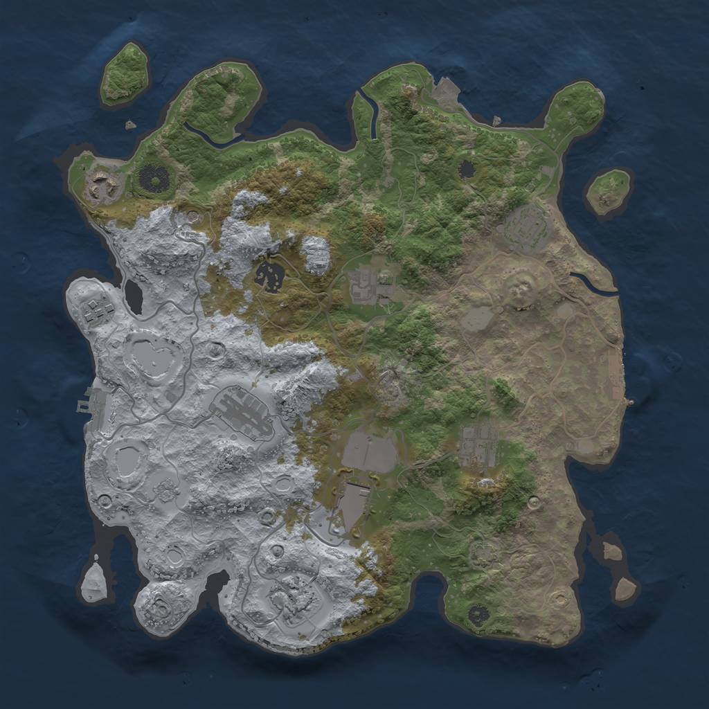 Rust Map: Procedural Map, Size: 3500, Seed: 1326701515, 17 Monuments