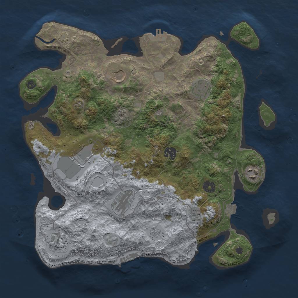 Rust Map: Procedural Map, Size: 3500, Seed: 3589495, 16 Monuments