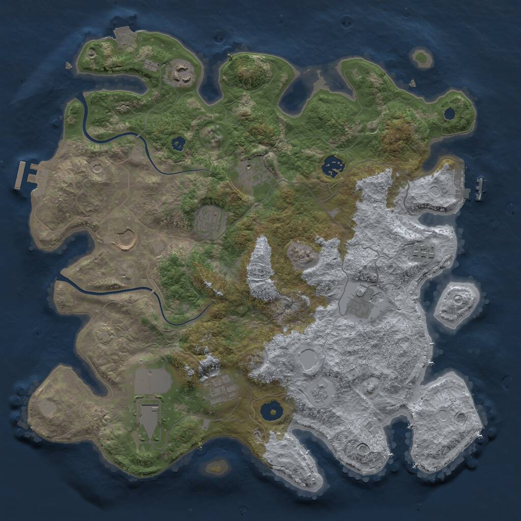 Rust Map: Procedural Map, Size: 3700, Seed: 8255577, 15 Monuments