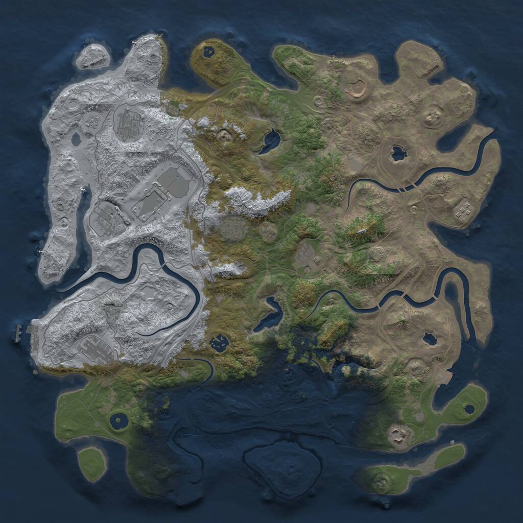 Rust Map: Procedural Map, Size: 4500, Seed: 1350331155, 16 Monuments