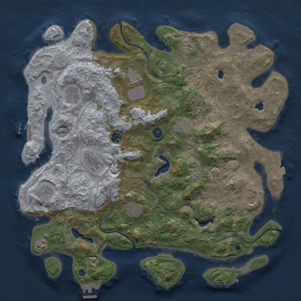 Rust Map: Procedural Map, Size: 4500, Seed: 1350331155, 17 Monuments