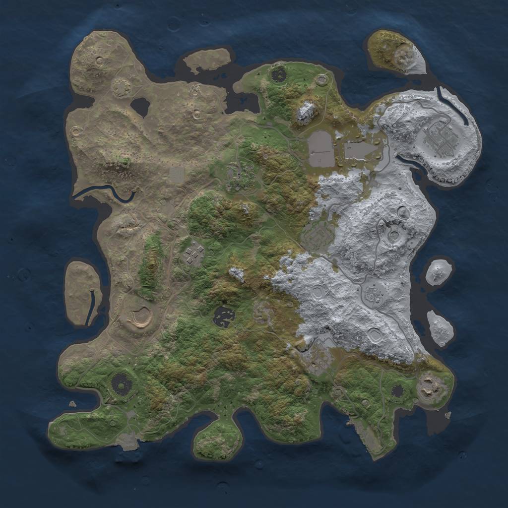 Rust Map: Procedural Map, Size: 3600, Seed: 59500993, 16 Monuments
