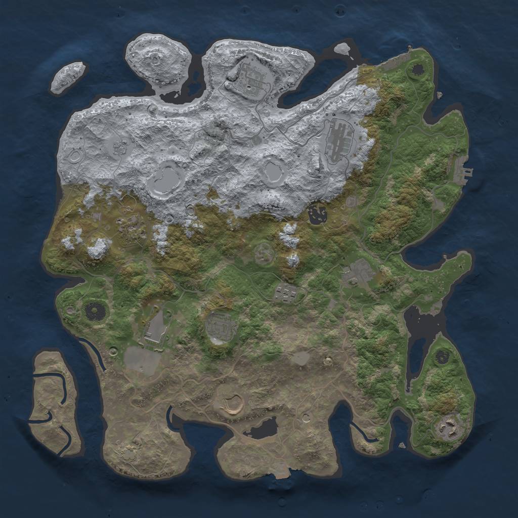 Rust Map: Procedural Map, Size: 3900, Seed: 5304466, 18 Monuments