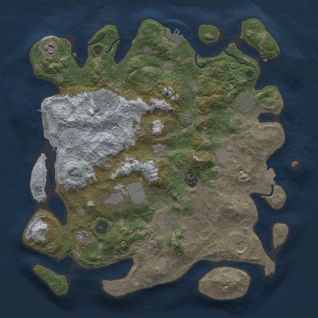 Rust Map: Procedural Map, Size: 3800, Seed: 937076257, 18 Monuments