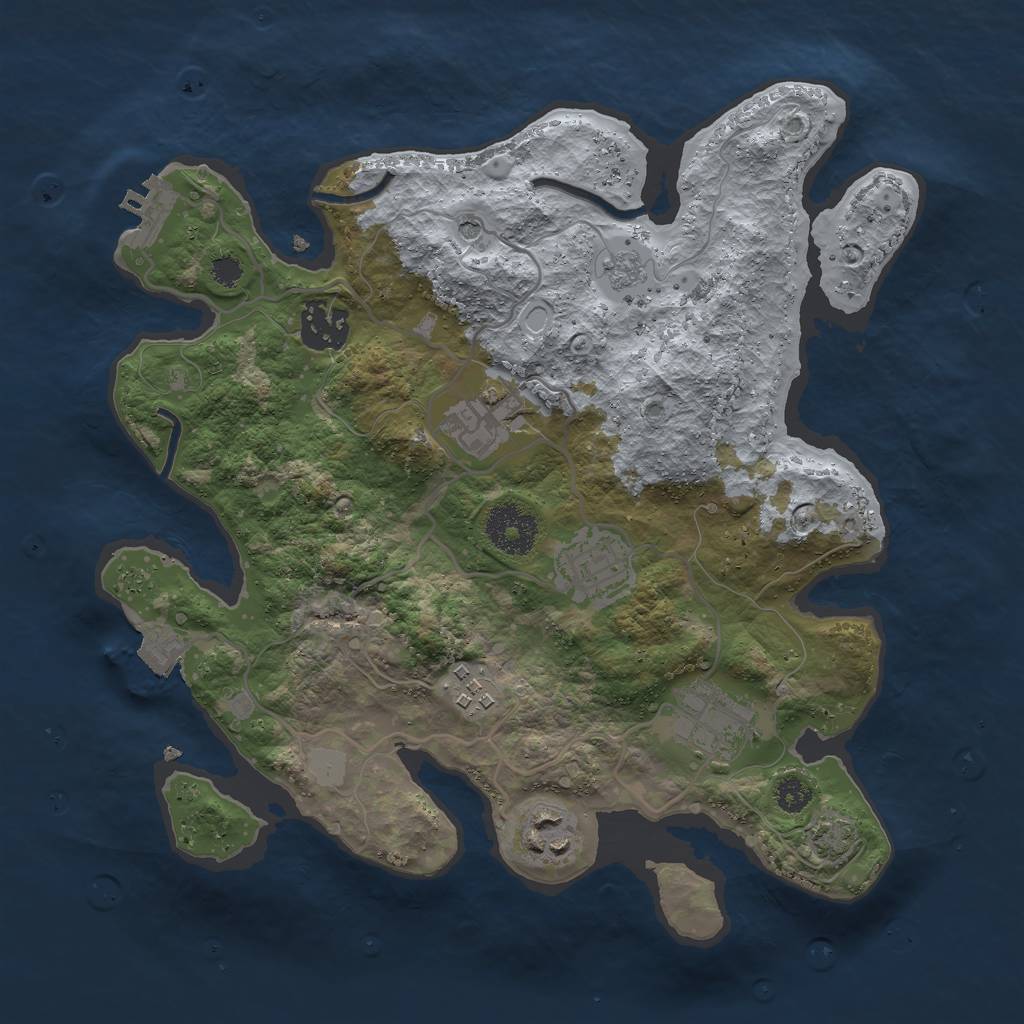 Rust Map: Procedural Map, Size: 3000, Seed: 625515, 13 Monuments