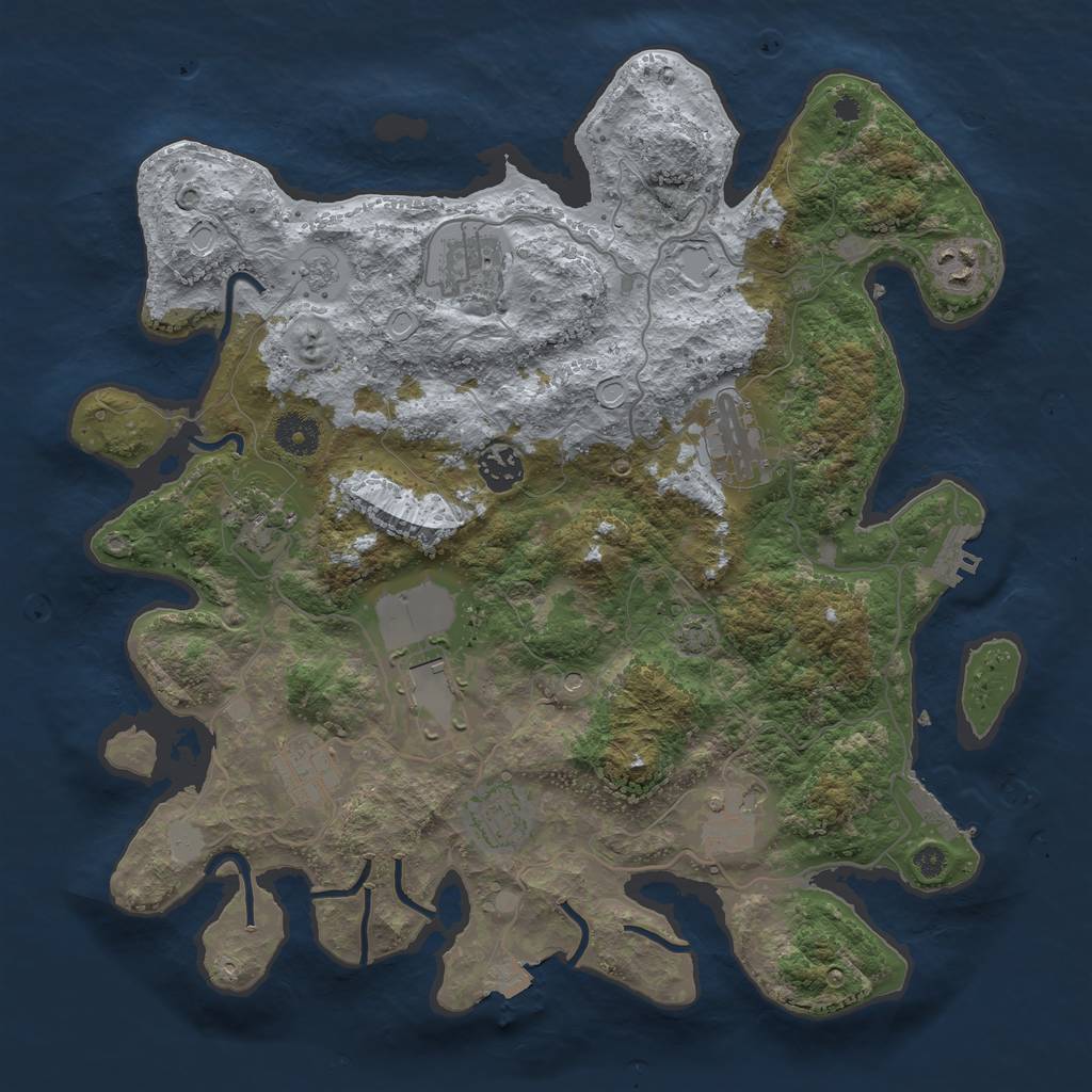 Rust Map: Procedural Map, Size: 3700, Seed: 1822109727, 17 Monuments