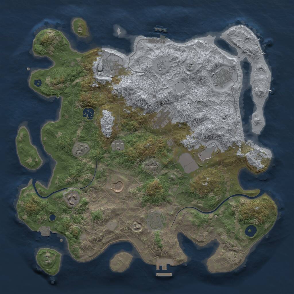 Rust Map: Procedural Map, Size: 3800, Seed: 39408491, 14 Monuments